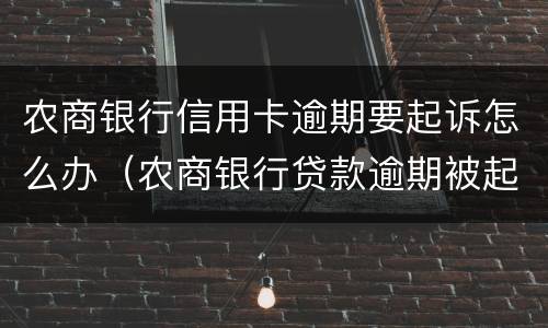 农商银行信用卡逾期要起诉怎么办（农商银行贷款逾期被起诉能怎样协商）