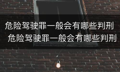 危险驾驶罪一般会有哪些判刑 危险驾驶罪一般会有哪些判刑案例