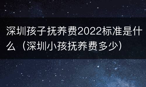 深圳孩子抚养费2022标准是什么（深圳小孩抚养费多少）