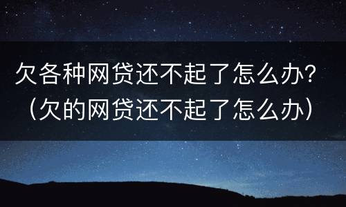 欠各种网贷还不起了怎么办？（欠的网贷还不起了怎么办）