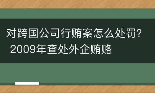 对跨国公司行贿案怎么处罚？ 2009年查处外企贿赂