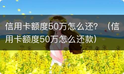 信用卡额度50万怎么还？（信用卡额度50万怎么还款）