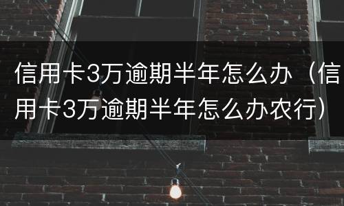 信用卡3万逾期半年怎么办（信用卡3万逾期半年怎么办农行）
