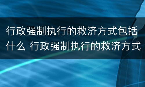 行政强制执行的救济方式包括什么 行政强制执行的救济方式包括什么