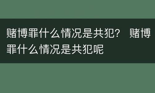 赌博罪什么情况是共犯？ 赌博罪什么情况是共犯呢
