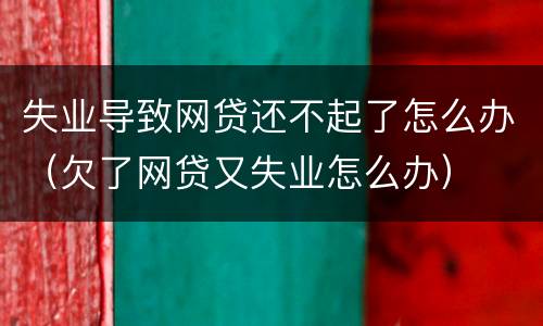 失业导致网贷还不起了怎么办（欠了网贷又失业怎么办）