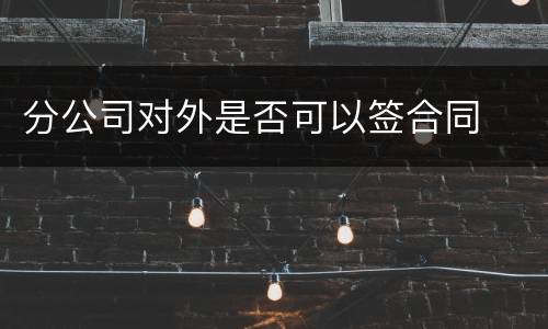 分公司对外是否可以签合同