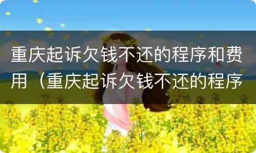 重庆起诉欠钱不还的程序和费用（重庆起诉欠钱不还的程序和费用是多少）