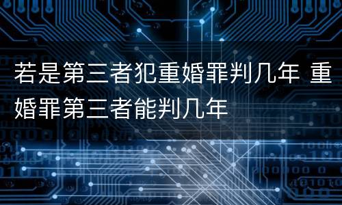 若是第三者犯重婚罪判几年 重婚罪第三者能判几年
