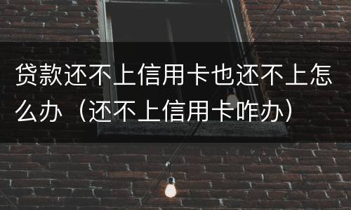 贷款还不上信用卡也还不上怎么办（还不上信用卡咋办）