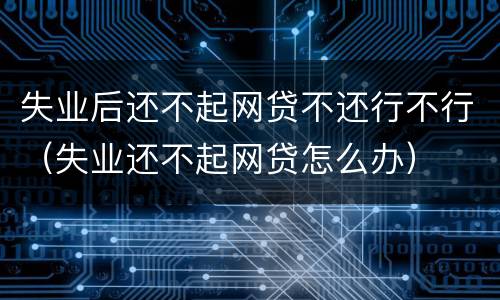 失业后还不起网贷不还行不行（失业还不起网贷怎么办）