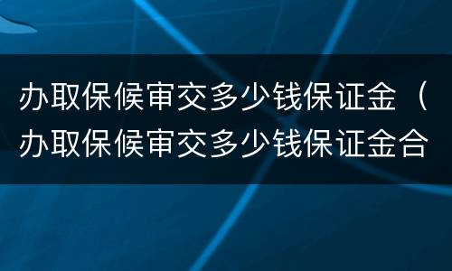 办取保候审交多少钱保证金（办取保候审交多少钱保证金合适）