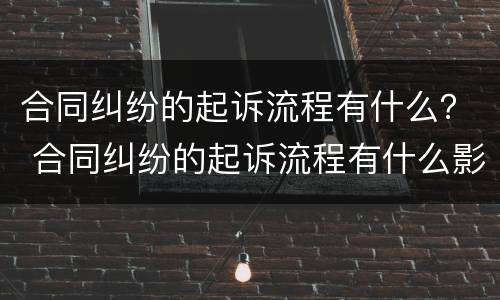 合同纠纷的起诉流程有什么？ 合同纠纷的起诉流程有什么影响