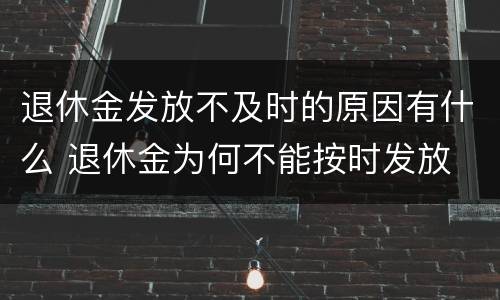 退休金发放不及时的原因有什么 退休金为何不能按时发放
