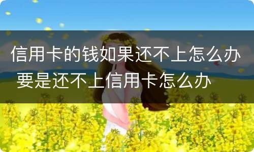 信用卡的钱如果还不上怎么办 要是还不上信用卡怎么办
