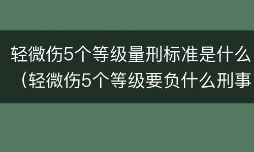 轻微伤5个等级量刑标准是什么（轻微伤5个等级要负什么刑事责任）