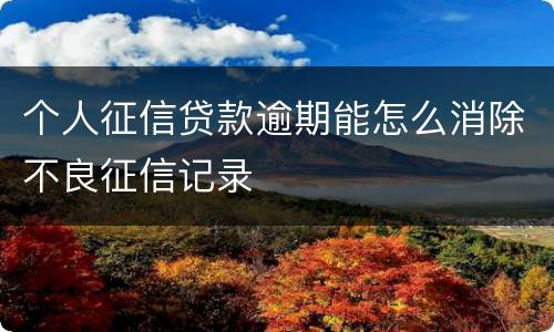 个人征信贷款逾期能怎么消除不良征信记录