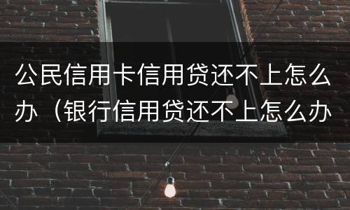 公民信用卡信用贷还不上怎么办（银行信用贷还不上怎么办 经验）