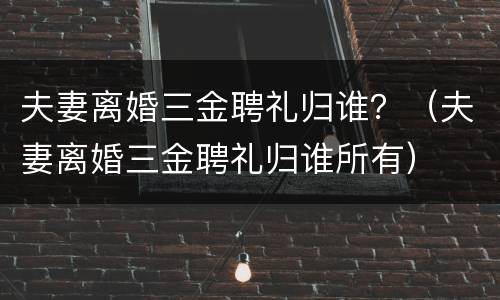 夫妻离婚三金聘礼归谁？（夫妻离婚三金聘礼归谁所有）
