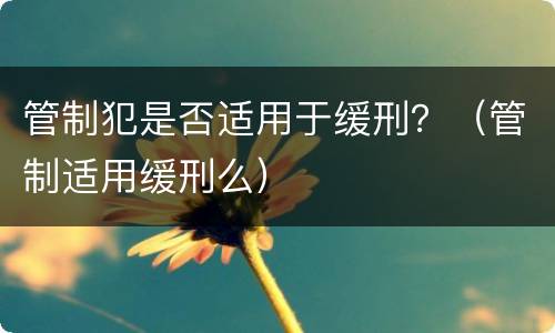 管制犯是否适用于缓刑？（管制适用缓刑么）