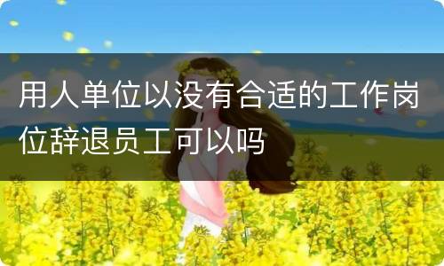 用人单位以没有合适的工作岗位辞退员工可以吗