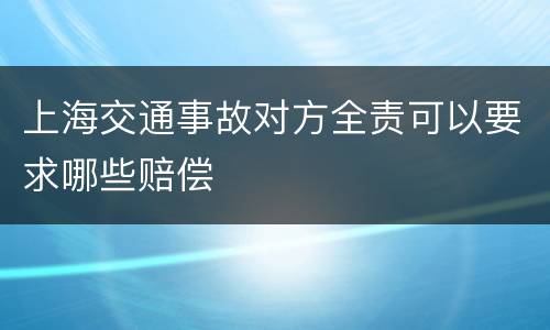 上海交通事故对方全责可以要求哪些赔偿