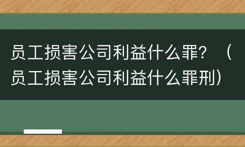 员工损害公司利益什么罪？（员工损害公司利益什么罪刑）