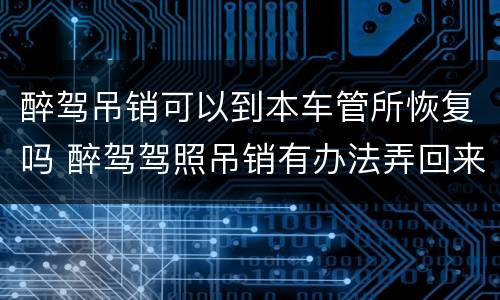 醉驾吊销可以到本车管所恢复吗 醉驾驾照吊销有办法弄回来吗
