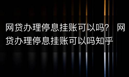 网贷办理停息挂账可以吗？ 网贷办理停息挂账可以吗知乎