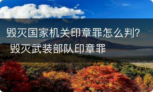 毁灭国家机关印章罪怎么判？ 毁灭武装部队印章罪