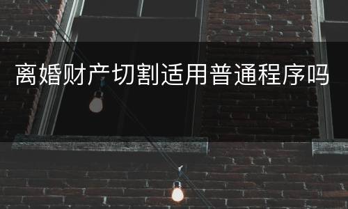 离婚财产切割适用普通程序吗