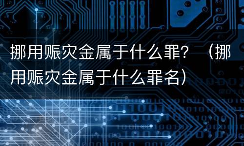 挪用赈灾金属于什么罪？（挪用赈灾金属于什么罪名）