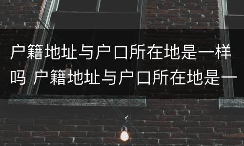 户籍地址与户口所在地是一样吗 户籍地址与户口所在地是一样吗怎么填
