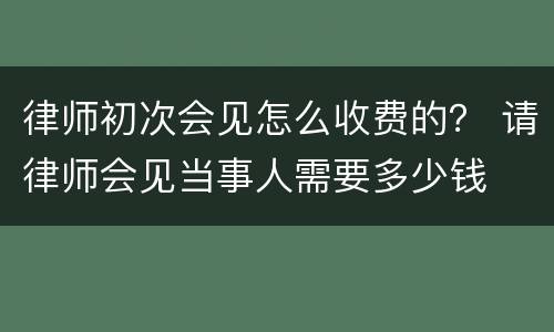律师初次会见怎么收费的？ 请律师会见当事人需要多少钱