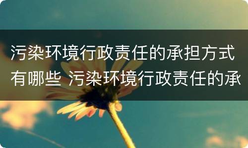 污染环境行政责任的承担方式有哪些 污染环境行政责任的承担方式有哪些呢