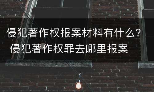 侵犯著作权报案材料有什么？ 侵犯著作权罪去哪里报案