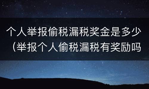 个人举报偷税漏税奖金是多少（举报个人偷税漏税有奖励吗）