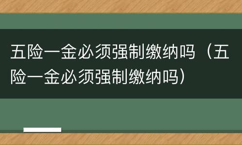 五险一金必须强制缴纳吗（五险一金必须强制缴纳吗）