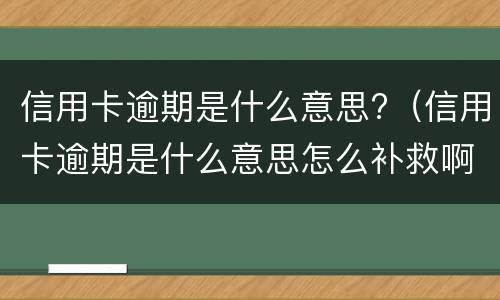 信用卡逾期是什么意思?（信用卡逾期是什么意思怎么补救啊）