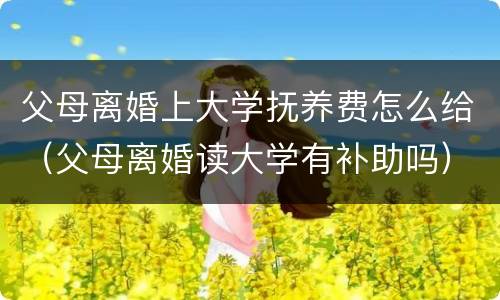 父母离婚上大学抚养费怎么给（父母离婚读大学有补助吗）