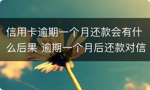 信用卡逾期一个月还款会有什么后果 逾期一个月后还款对信用有影响吗?