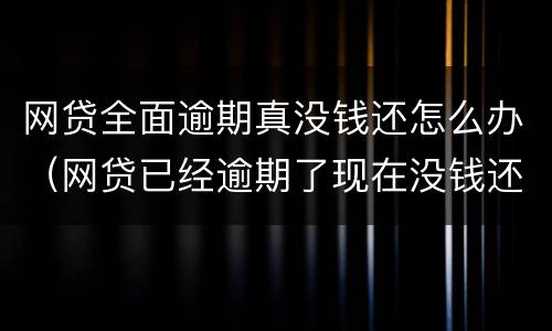 网贷全面逾期真没钱还怎么办（网贷已经逾期了现在没钱还后面可以还吗）