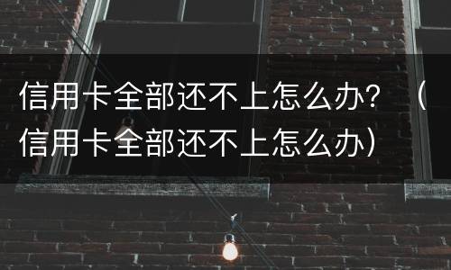 信用卡全部还不上怎么办？（信用卡全部还不上怎么办）