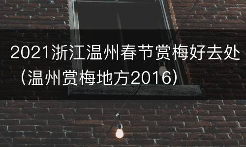 2021浙江温州春节赏梅好去处（温州赏梅地方2016）