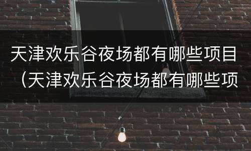 天津欢乐谷夜场都有哪些项目（天津欢乐谷夜场都有哪些项目开放）
