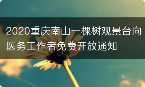 2020重庆南山一棵树观景台向医务工作者免费开放通知