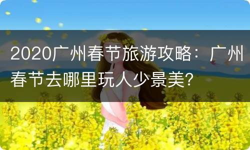 2020广州春节旅游攻略：广州春节去哪里玩人少景美？