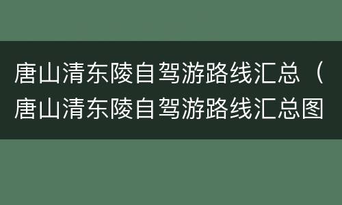 唐山清东陵自驾游路线汇总（唐山清东陵自驾游路线汇总图）