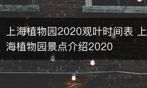 上海植物园2020观叶时间表 上海植物园景点介绍2020