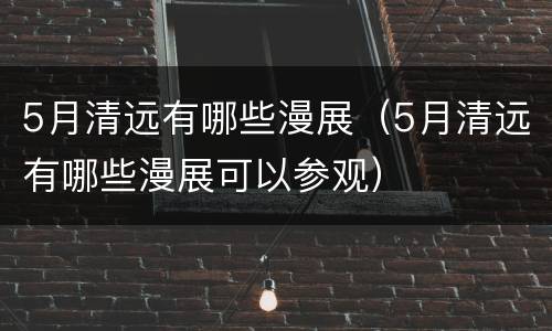 5月清远有哪些漫展（5月清远有哪些漫展可以参观）